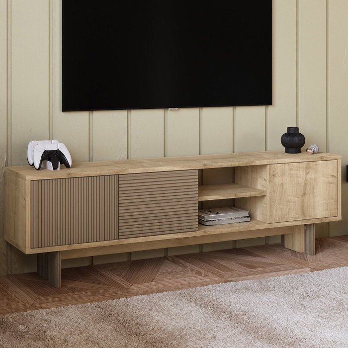 Hanah Home Soporte para TV Roble cálido y roble zafiro